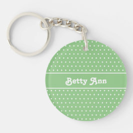 Llavero Nombre clásico Polka Dot Sage Keychain Verde y Bla