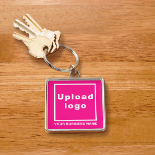 Llavero Nombre comercial y logotipo en Pink Square Premium