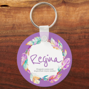 Llavero Nombre de acuarela de pluma que significa aqua Reg