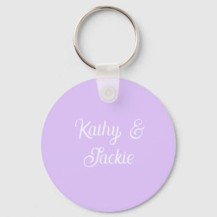 Llavero Nombre de boda de pareja retro en pastel púrpura e