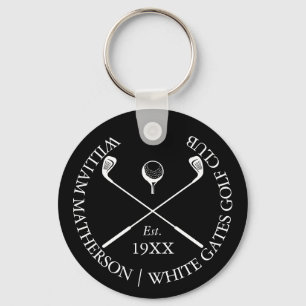 Llavero Nombre de Club de Golf Clásico Negro Personalizado