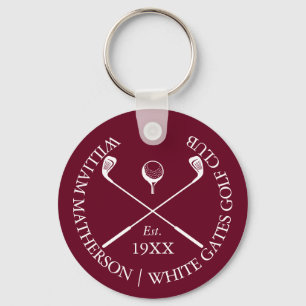 Llavero Nombre de Club de Golf Clásico Personalizado Rojo