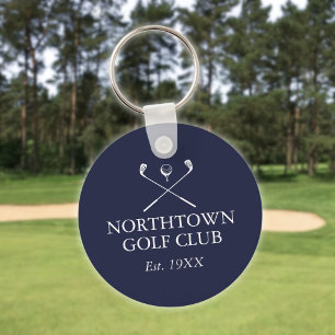 Llavero Nombre de club de golf personalizado azul marino
