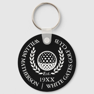 Llavero Nombre de club de golf personalizado negro y blanc