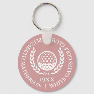 Llavero Nombre de Club de Golf Personalizado Rosa Polvo Ro