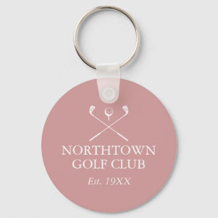 Llavero Nombre de club de golf personalizado rosa polvorie