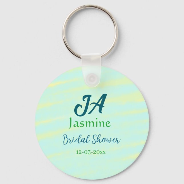 Llavero nombre de despedida de soltera acuarela pastel azu (Anverso)