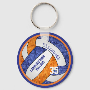 Llavero nombre de equipo naranja azul personalizado chicas