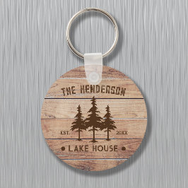 Llavero Nombre de familia Lake House Pine Tree wood Person