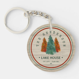 Llavero Nombre de familia Lake House Pine Tree wood Person
