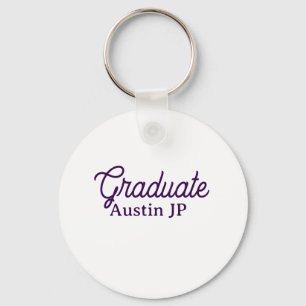 Llavero nombre de graduación morado simple minimalista ele