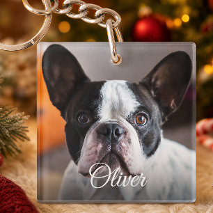 Llavero Nombre de guión de foto de perro lindo Amante de m