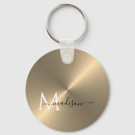 Llavero Nombre de guión metálico radial de oro
