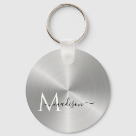 Llavero Nombre de guión metálico radial platino