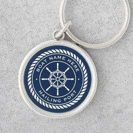 Llavero Nombre de la embarcación y rueda del buque náutico