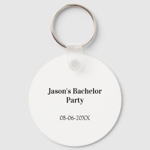 Llavero nombre de la fiesta de soltero fecha simple minima