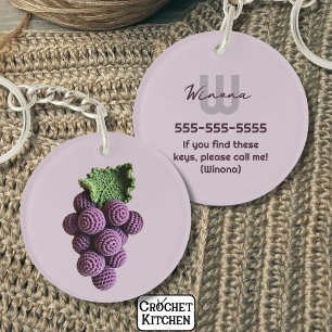 Llavero Nombre de la uva crochet de la Moda púrpura minima
