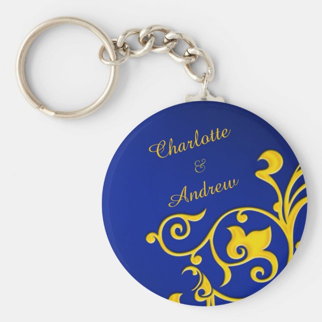 Llavero Nombre de las parejas azules y de oro reales (Frente)