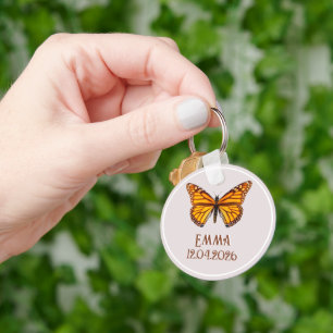 Llavero Nombre de mariposa monarca personalizada Arte de f
