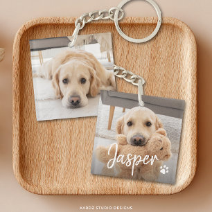 Llavero Nombre de mascota lindo moderno dos foto