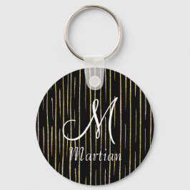 Llavero Nombre de monograma personalizado purpurina de oro