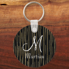 Llavero Nombre de monograma personalizado purpurina de oro
