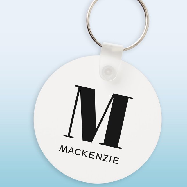 Llavero Nombre de monograma simple (Modern monogram personalized name keyring)