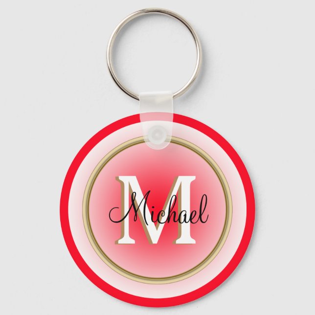 Llavero Nombre de oro rojo y falso e inicial (Anverso)