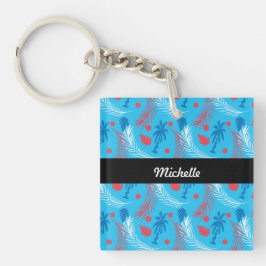 Llavero Nombre de patrón de isla temática tropical puertor