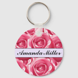 Llavero Nombre de rosas rosas rosadas de Bonito personaliz