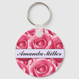 Llavero Nombre de rosas rosas rosadas de Bonito personaliz