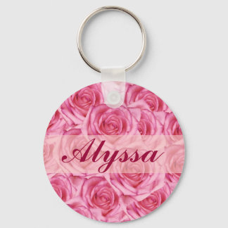 Llavero Nombre de rosas rosas rosadas de Bonito personaliz