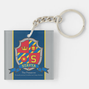 Llavero Nombre de Stavya que significa letra S knight escu