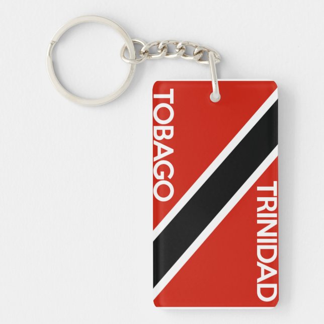 Llavero nombre de texto de la bandera de Trinidad y Tobago (Frente)