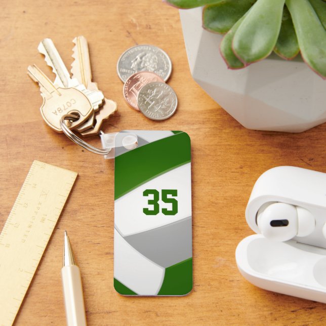 Llavero nombre del atleta del equipo de voleibol gris verd (Escritorio )