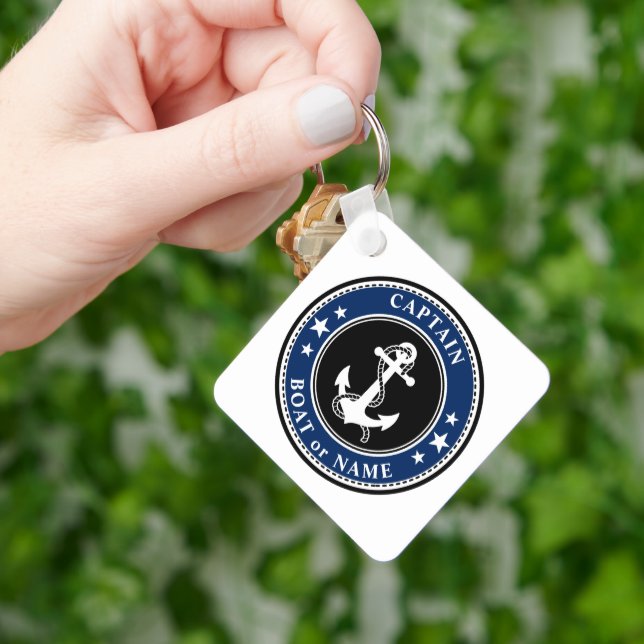 Llavero Nombre del barco capitán Anchor Stars Rope Foto de (Mano)