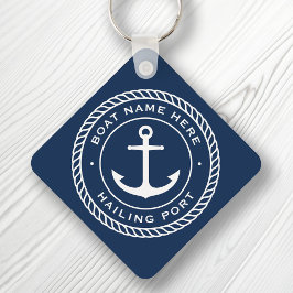 Llavero Nombre del barco y borde de la cuerda de anclaje d
