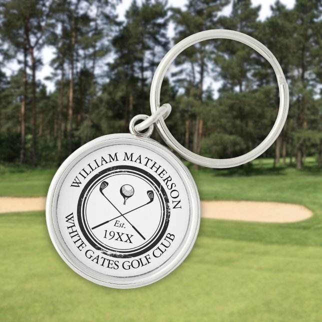 Llavero Nombre del club de golf personalizado Fecha establ (Personalized Golf Club Name Established Date Keychain)