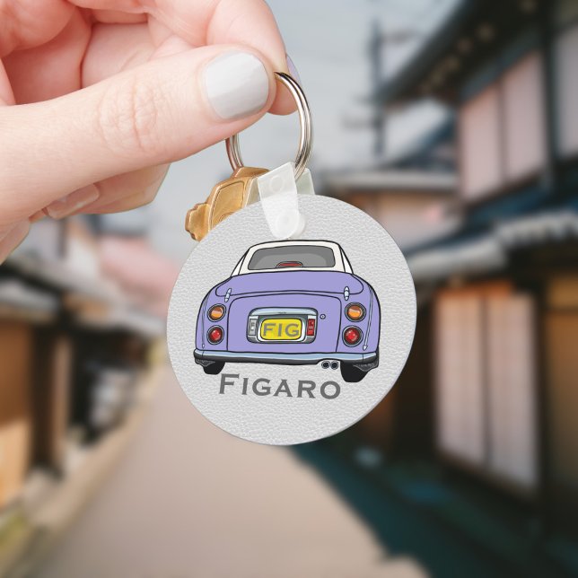 Llavero Nombre del controlador del coche del figaro de la  (Add your name and initials to this cute lilac figaro car keychain.)