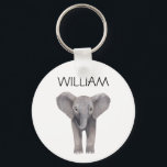Llavero Nombre del elefante del bebé<br><div class="desc">ilustracion lindo bebé elefante nombre personalizado cadena de claves</div>