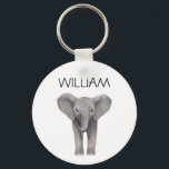 Llavero Nombre del elefante del bebé<br><div class="desc">ilustracion lindo bebé elefante nombre personalizado cadena de claves</div>