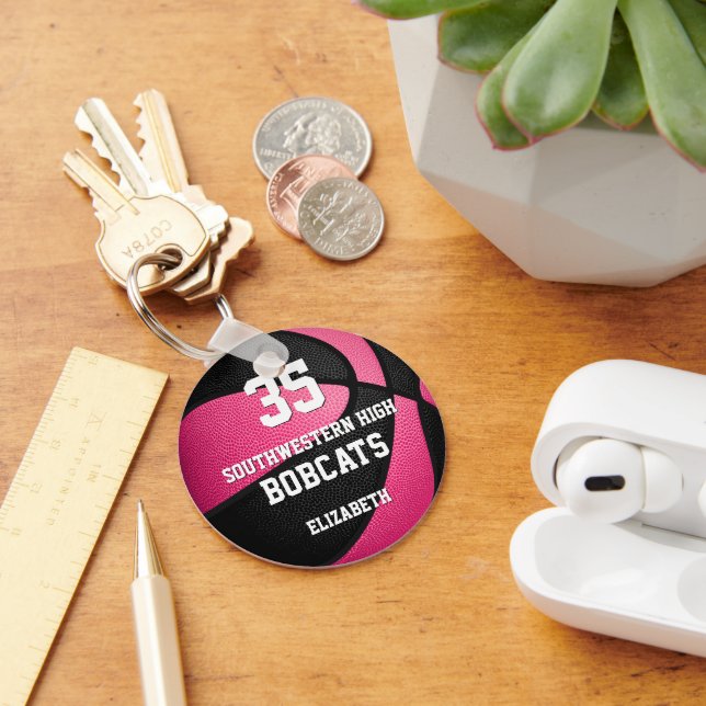 Llavero nombre del equipo de baloncesto del chica negro ro (Escritorio )