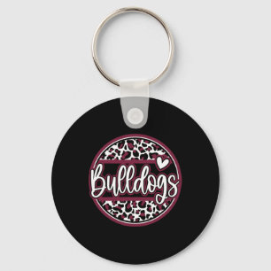 Llavero Nombre del espíritu escolar de Bulldogs Leopardo E