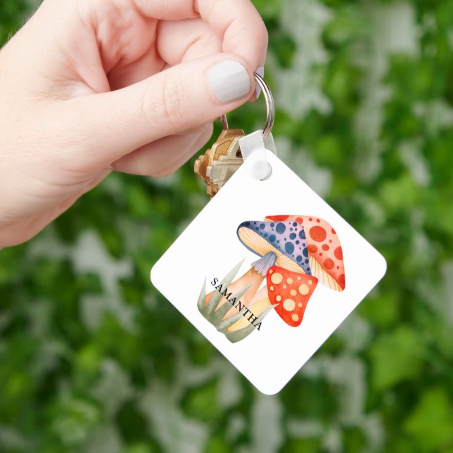 Llavero Nombre del hongo de la comunidad de Woodland (Mano)