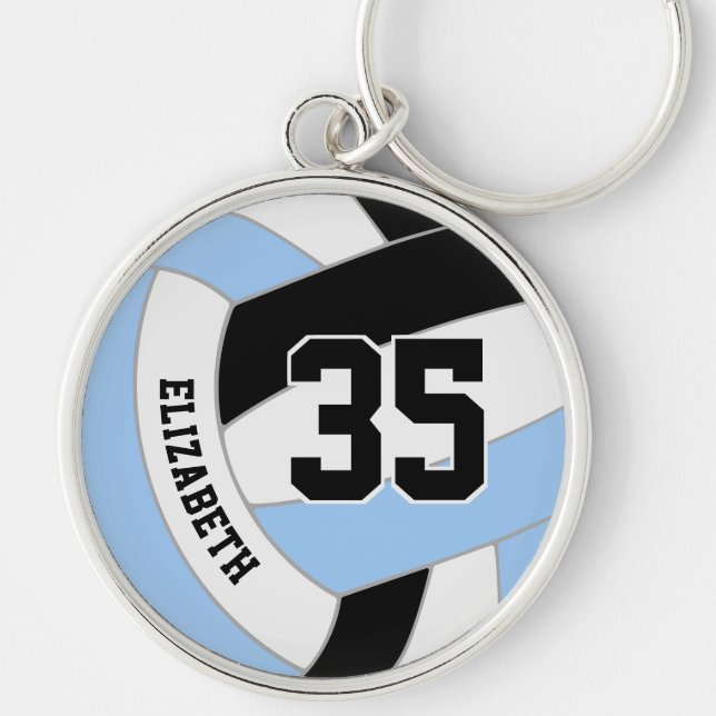 Llavero nombre del jugador número jersey en voleibol negro (Frente)