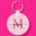 Llavero Nombre del Monograma de Giro de Guión Moderno Cali<br><div class="desc">Mantén tus llaves en estilo con nuestro Hot Pink Modern Script Girly Monograma Keychain! Con un vibrante diseño rosa cálido, esta cadena de claves se personaliza con tu nombre en un guión moderno de moda para un toque personalizado y de moda. Perfecto para añadir un poco de encanto a sus...</div>