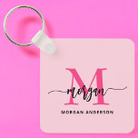 Llavero Nombre del Monograma de Giro de Guión Moderno Cali<br><div class="desc">Mantén tus llaves en estilo con nuestro Hot Pink Modern Script Girly Monograma Keychain! Con un vibrante diseño rosa cálido, esta cadena de claves se personaliza con tu nombre en un guión moderno de moda para un toque personalizado y de moda. Perfecto para añadir un poco de encanto a sus...</div>