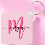 Llavero Nombre del Monograma de Giro de Guión Moderno Cali<br><div class="desc">Mantén tus llaves en estilo con nuestro Hot Pink Modern Script Girly Monograma Keychain! Con un vibrante diseño rosa cálido, esta cadena de claves se personaliza con tu nombre en un guión moderno de moda para un toque personalizado y de moda. Perfecto para añadir un poco de encanto a sus...</div>