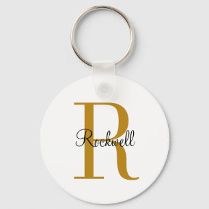 Llavero Nombre del Monograma de Oro Personalizado Inicial