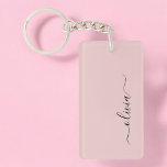 Llavero Nombre del Monograma de Rubor Dusty Pink Moderne S<br><div class="desc">Rubor Pink - Dusty Pink Simple Script Monograma Keychain. Esto hace que el dulce perfecto cumpleaños 16,  boda,  ducha de novia,  aniversario,  ducha de bebé o fiesta de soltera sea regalo para alguien que ama el lujo glam y los estilos de moda.</div>